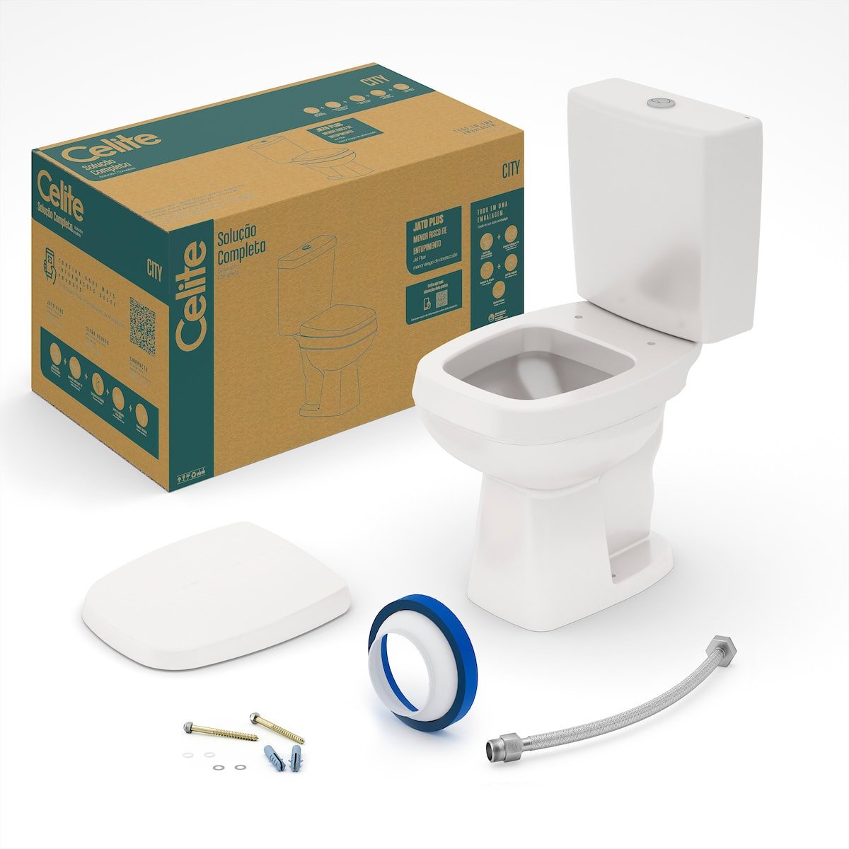 KIT VASO SANITARIO CITY BRANCO - CELITE