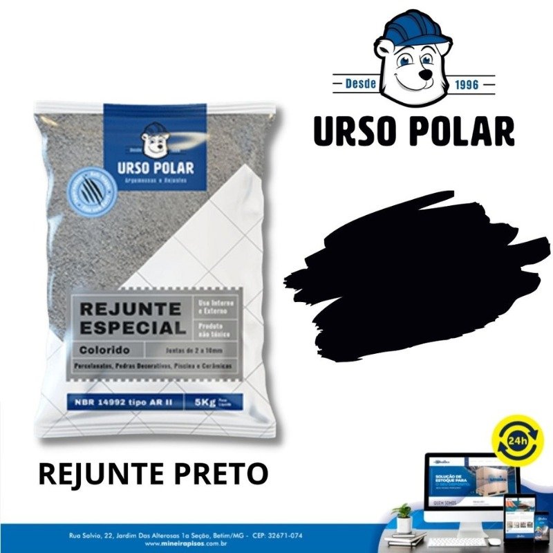 REJUNTE FLEXIVEL PRETO 1KG - URSO POLAR