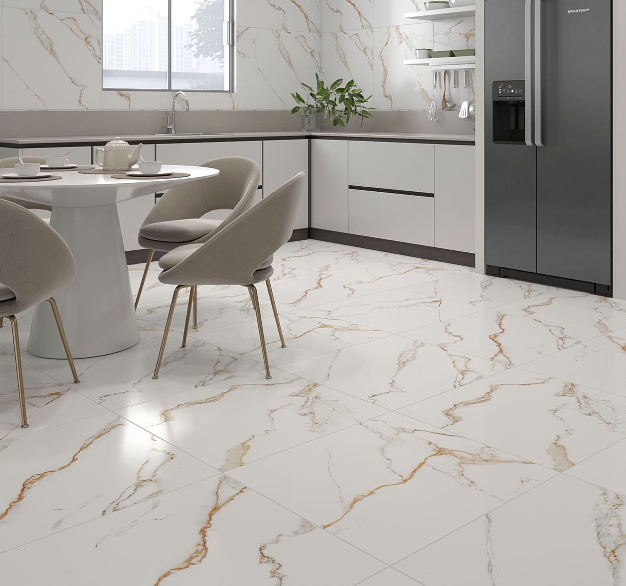 PISO SEMIGRES MATE 66X66 MARMI DELUX CERAMICA FORMIGRES - CX 2,18M² - Imagem 2