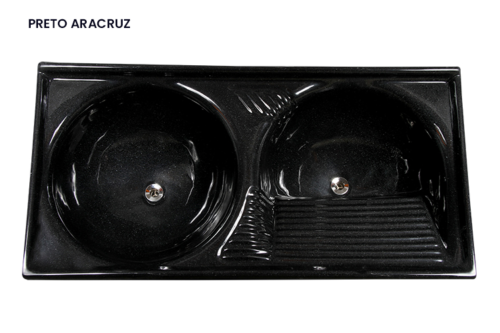 TANQUE MARMORE SINTÉTICO PRETO ARACRUZ 120X60 - FIBRART