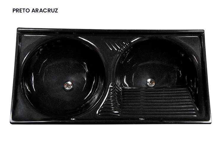 TANQUE MARMORE SINTÉTICO PRETO ARACRUZ 120X60 - FIBRART