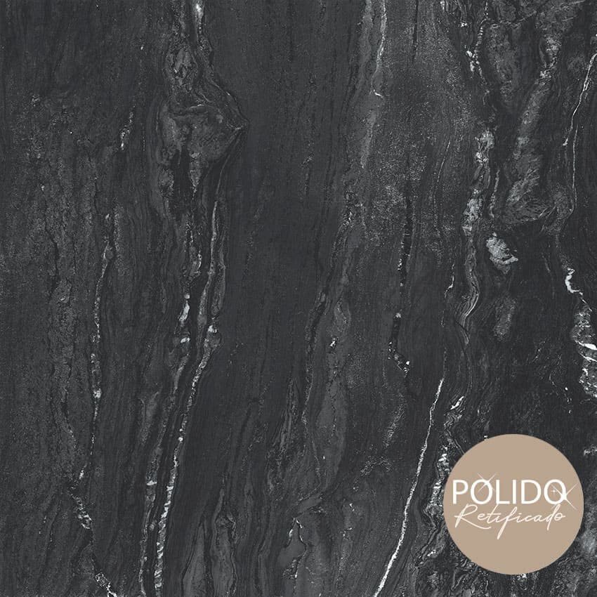 PISO SEMIGRES POLIDO 88X88 CARBONO BLACK CERAMICA FORMIGRES - CX 2,32 M²