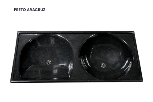 TANQUE MARMORE SINTÉTICO PRETO ARACRUZ 140X64 - FIBRART