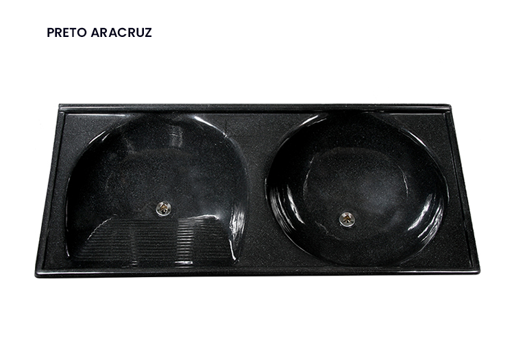 TANQUE MARMORE SINTÉTICO PRETO ARACRUZ 140X64 - FIBRART