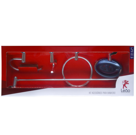 KIT BANHEIRO 5 PEÇAS AÇO STANDER AL - CÓD 2419 - METAIS LEÃO