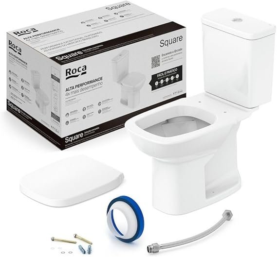 KIT VASO SANITARIO COM CAIXA ACOPLADA SQUARE ROCA BRANCO