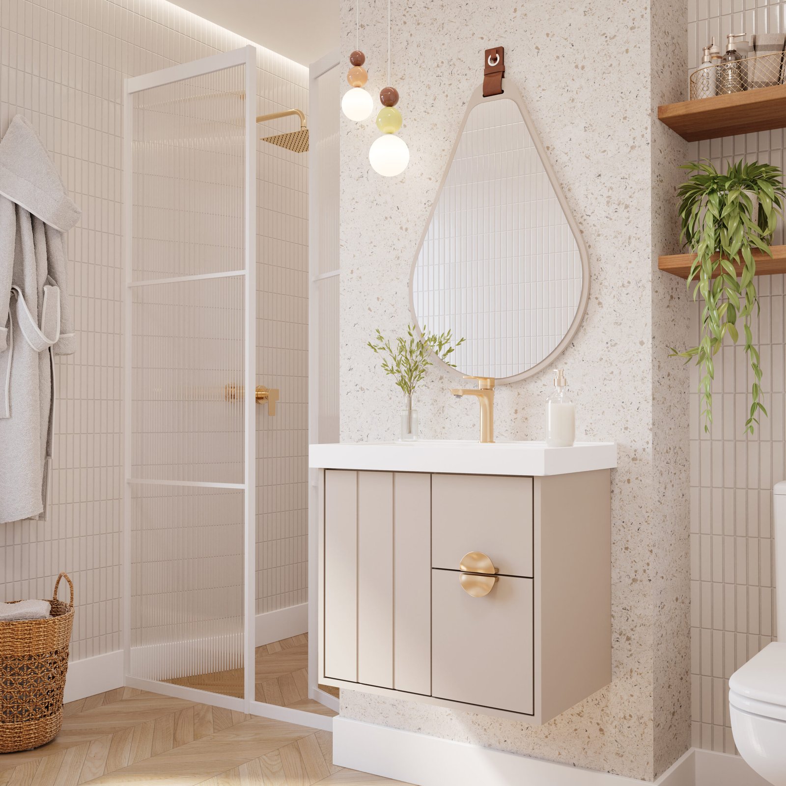 KIT ARMÁRIO C/ ESPELHEIRA COPENHAGUE MGM MOVEIS - CONJUNTO ARMARIO + ESPELHEIRA + PIA