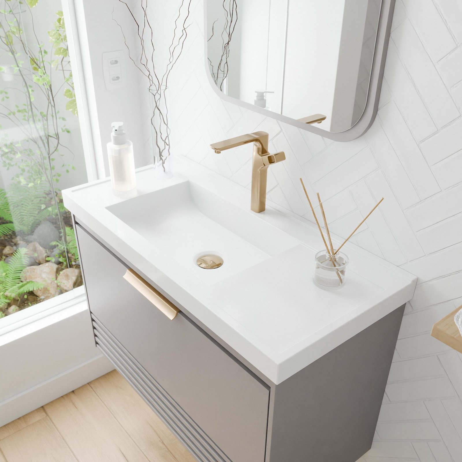 KIT ARMÁRIO C/ ESPELHEIRA PARATY PLATINA MGM MOVEIS - CONJUNTO ARMARIO + ESPELHEIRA + PIA - Imagem 2