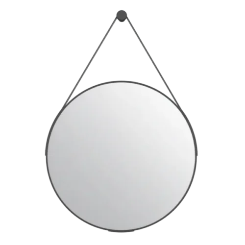 ESPELHO COM ALÇA EM COURO ORION PRETO 60CM - COZIMAX