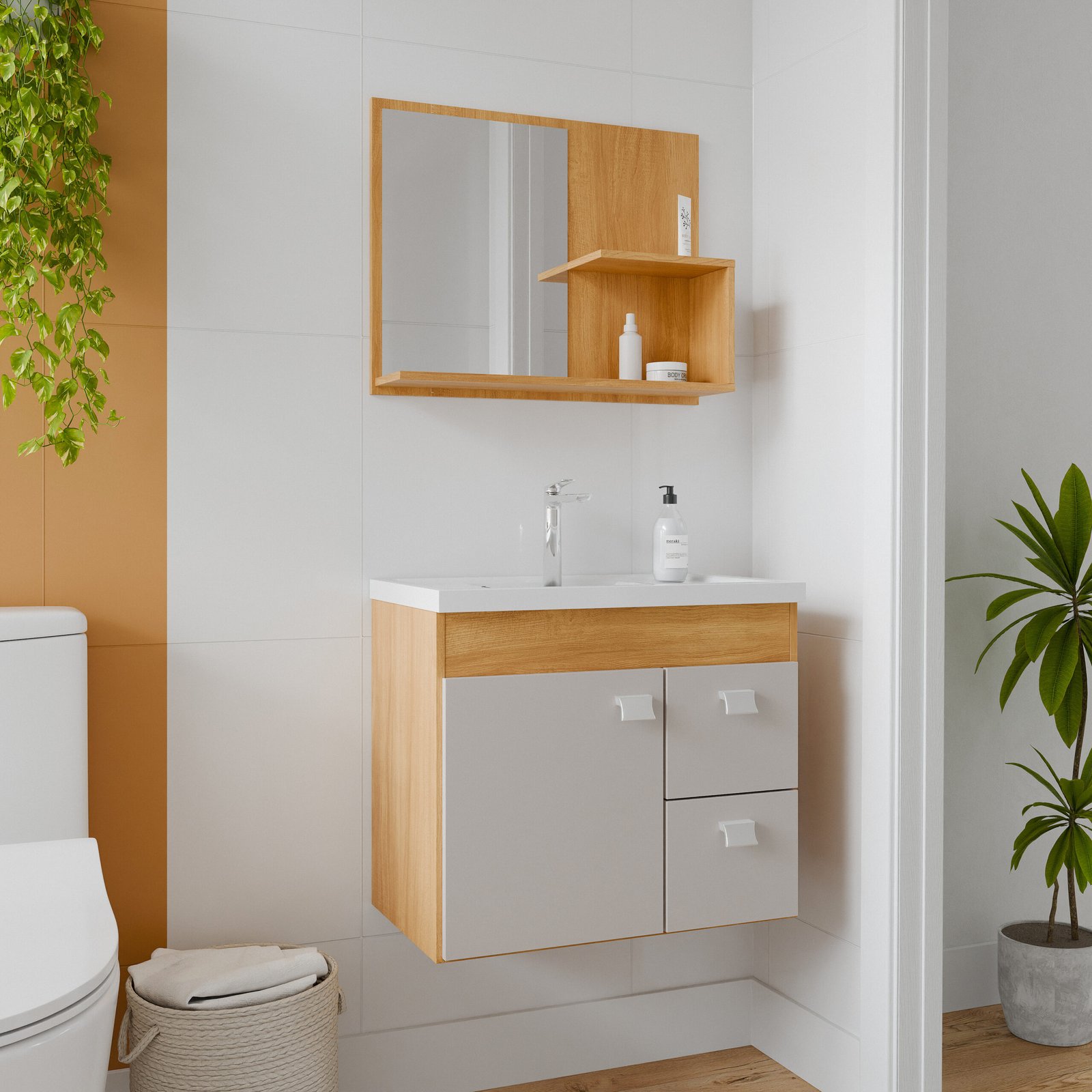 KIT ARMÁRIO C/ ESPELHEIRA HORTENCIA MGM MOVIES -  CONJUNTO ARMARIO + ESPELHEIRA + PIA