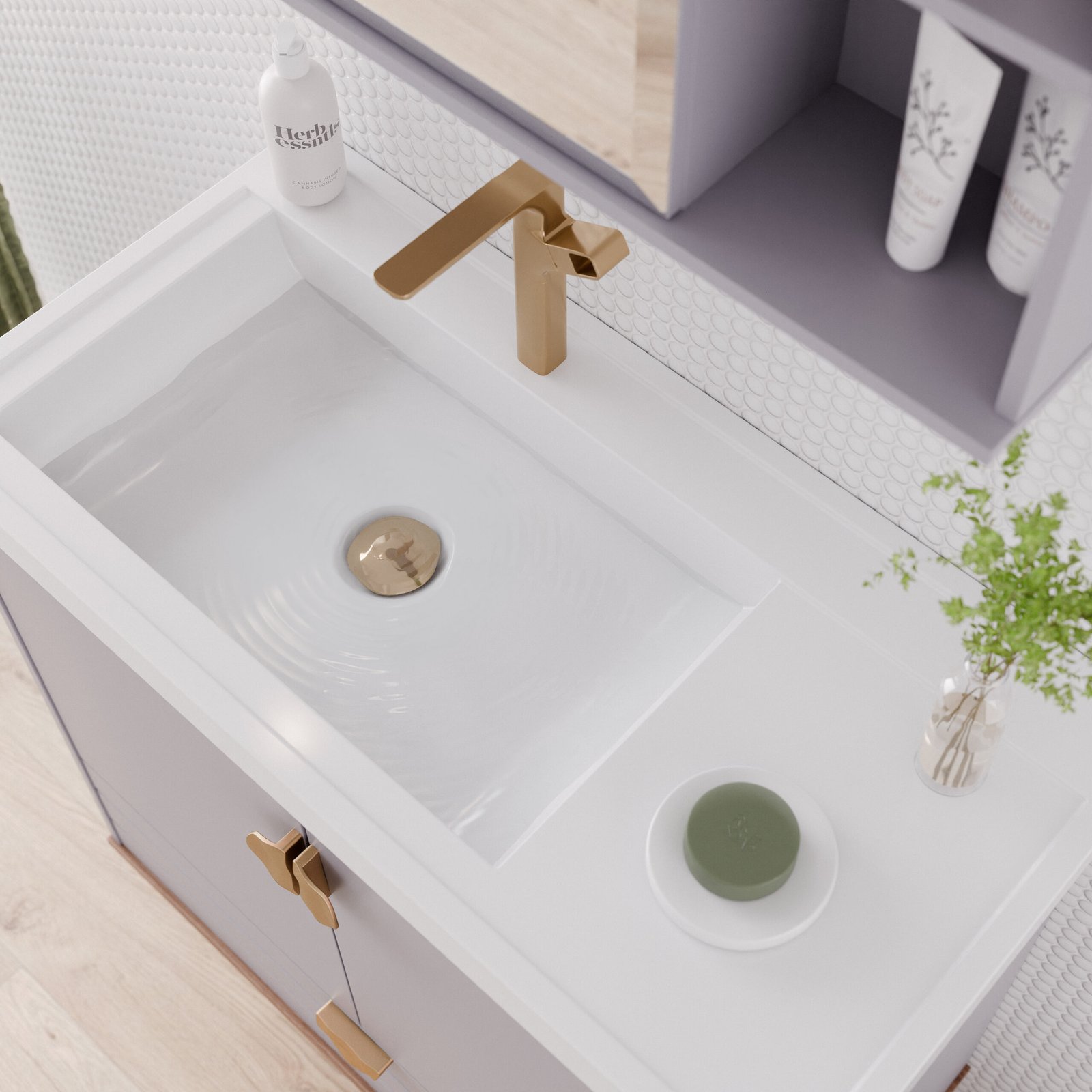 KIT ARMÁRIO C/ ESPELHEIRA TRANCOSO PLATINA MGM MOVEIS - CONJUNTO ARMARIO + ESPELHEIRA + PIA - Imagem 3