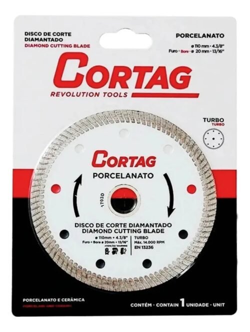 DISCO DE CORTE DIAMANTADO PARA PORCELANATO - CORTAG