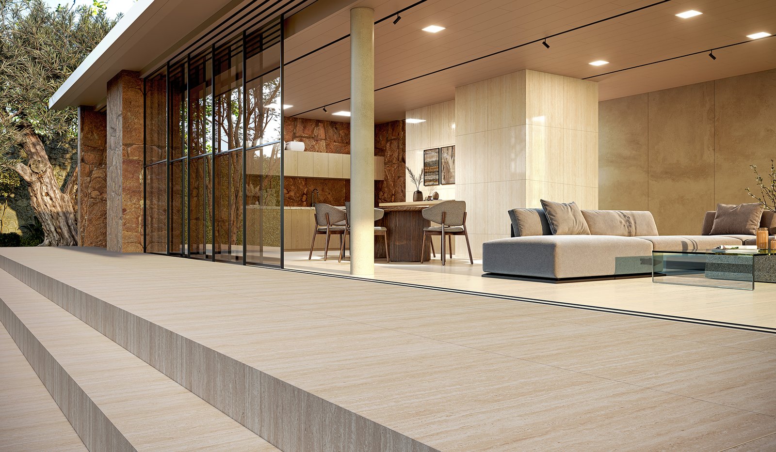 PORCELANATO TRAVERTINO ROMANO MATE 76X76 - DORA CX 1,73M² - Imagem 3