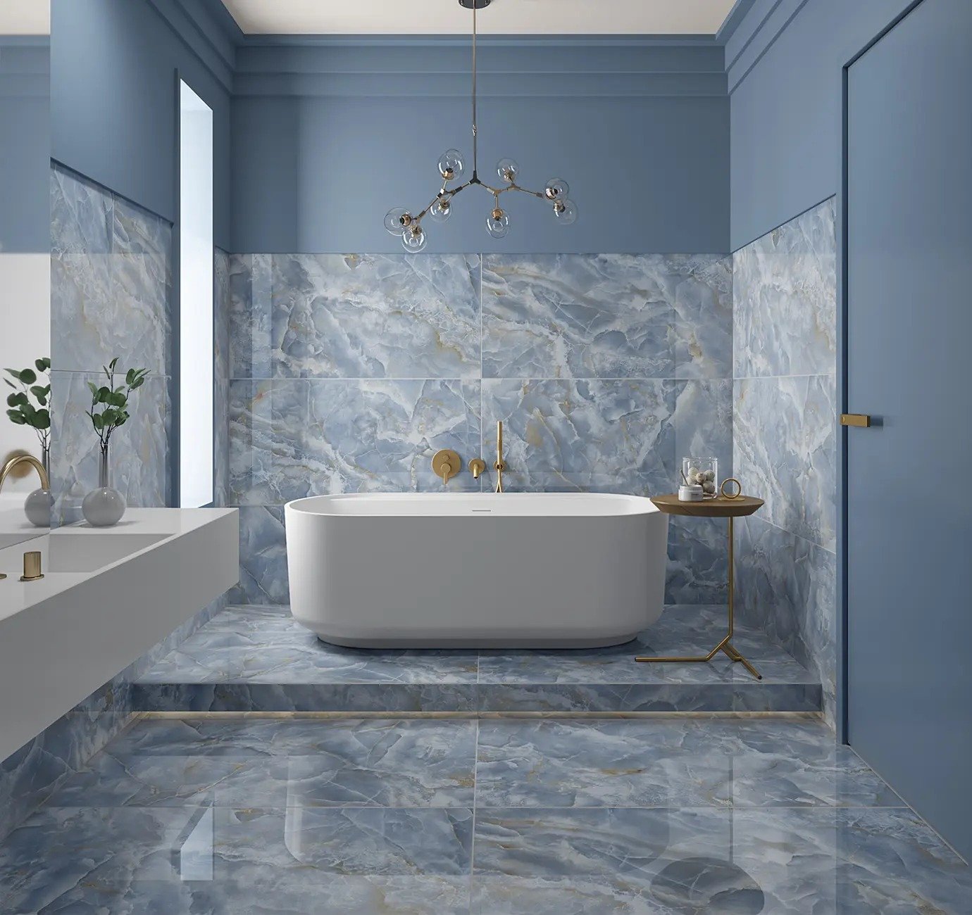 PISO SEMIGRES POLIDO 60X120 GRAN CRISTALO BLUE CERAMICA FORMIGRES – CX 2,16M² - Imagem 3