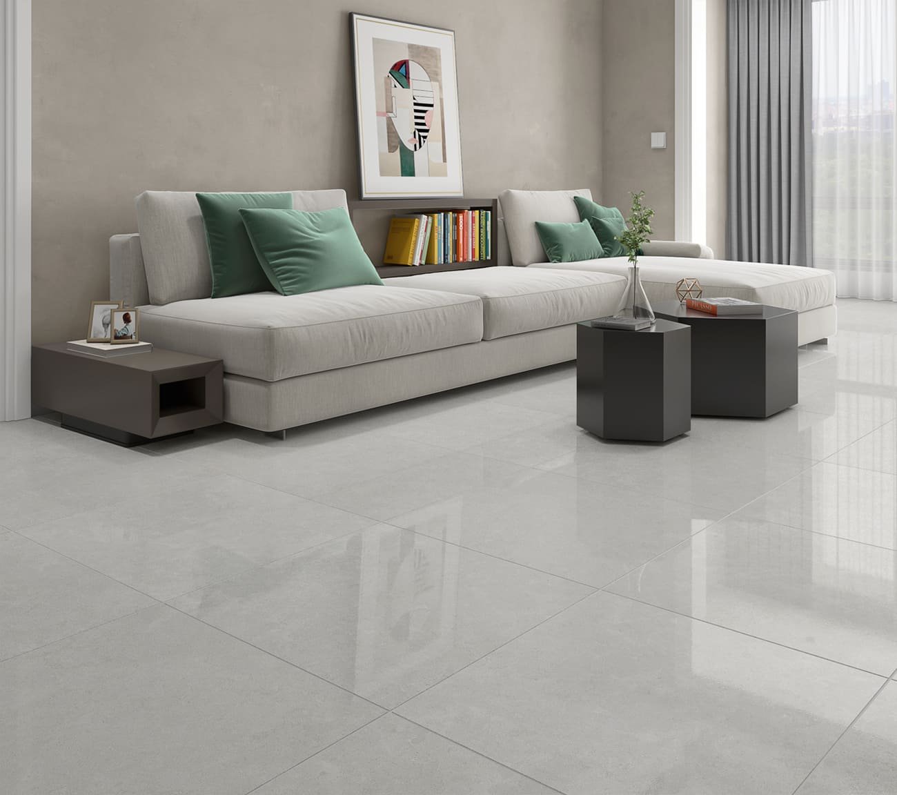 PISO SEMIGRES BRILHANTE 60X60 PURE CZ CERAMICA FORMIGRES – CX 2,15M² - Imagem 2